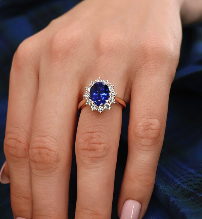 ethical sustainable lab grown diamond and coloured gemstone engagement rings Princess Diana Style rings